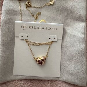 Kendra Scott Gold Necklace with Pink Heart Pendant